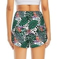 thumbnail image 4 of Uemuo Tropical Leaves Pattern Women's Athletic Shorts High Waisted Running Shorts with Liner Pockets Gym Elastic Workout Shorts-Medium, 4 of 9