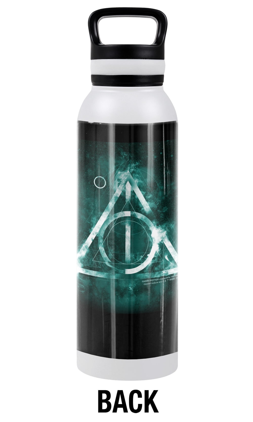 Harry Potter Official Deathly Hallows Logo 24 oz Insulated Canteen Water Bottle, Leak Resistant, Vacuum Insulated Stainless Steel with Loop Cap, White