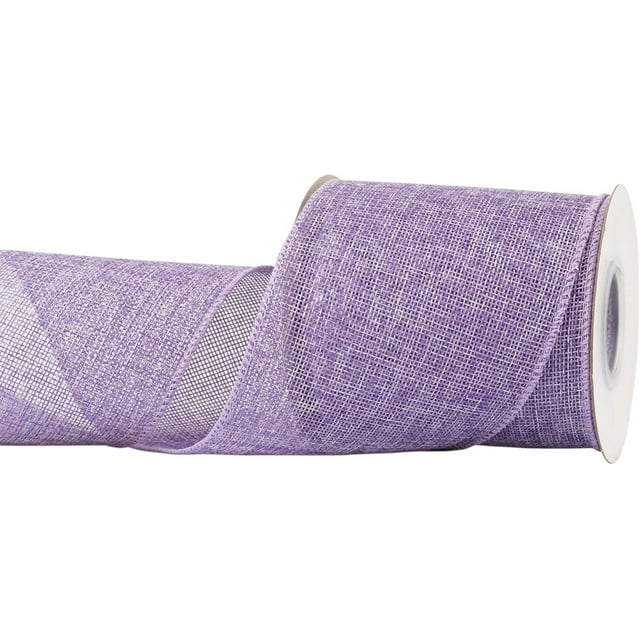 Joycrosso Burlap Wired Edge Ribbon 4 inch x 10 Yards, Lt. Purple, Ideal for Crafting, Gift Wrapping, Wreath, Christmas Tree, and Rustic Wedding Decorations