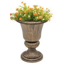 MoNiBloom Urn Planter Flower Pot Vase Outdoor Garden Ironplanters Front Column Wedding Pots Tall Door Moroccan Classic Bronze Stand