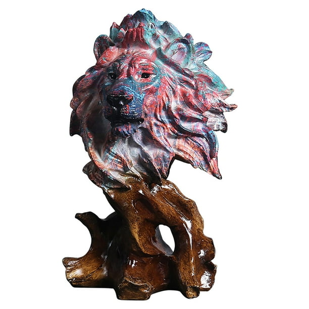 Escultura de resina, pieza decorativa moderna con forma de cabeza de animal. León