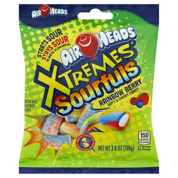 Air Heads Xtremes Sourful Soft & Chewy Candy Rainbow Berry, 3.8 OZ