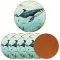 thumbnail image 2 of Whale 6PCS Round Microfiber Leather Coasters, 11x11cm/4.3x4.3in, Drink Coaster Set for Home and Office, Table Coasters, Black Mats for Cups and Glasses, 2 of 6