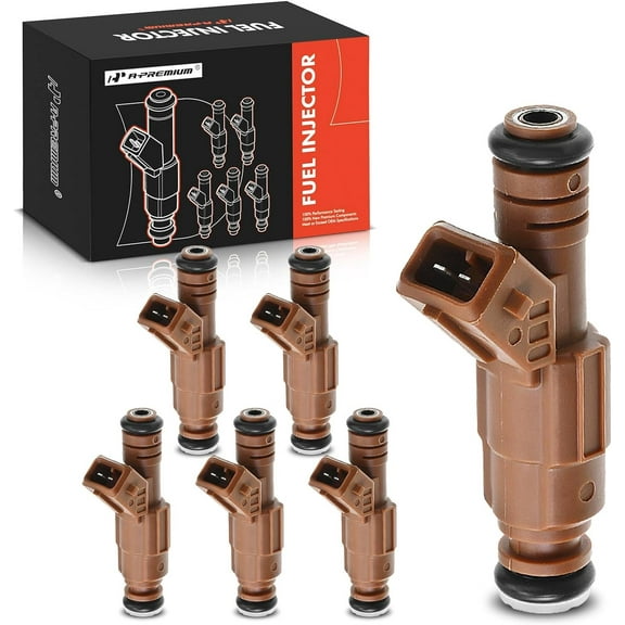 A-Premium Fuel Injectors Compatible with Volvo S80 1999-2005 XC90 2003-2005 2.8L 2.9L, Gas, Set of 6, Replace# 91863400