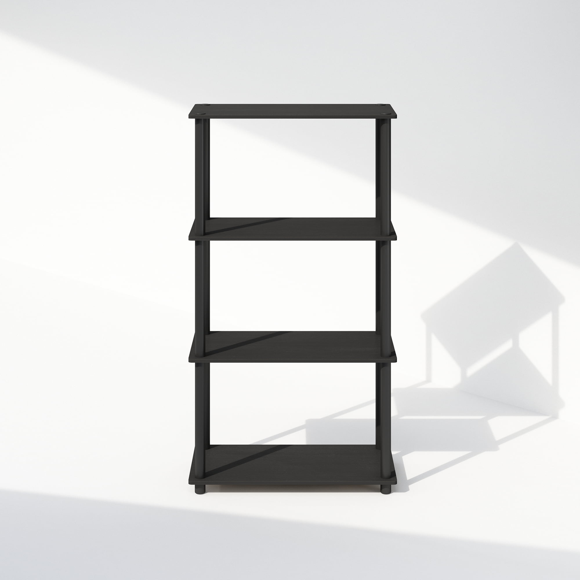 Furinno Turn-N-Tube 4-Tier Multipurpose Shelf Display Rack, Shelving Unit, Bookcase, Americano/Black