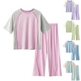 thumbnail image 1 of Ashirexll Vêtements d'Été pour Filles Ensemble de Pyjama Mode à Manches Courtes et Col Rond Fin Décontracté pour Enfants, 1 of 4