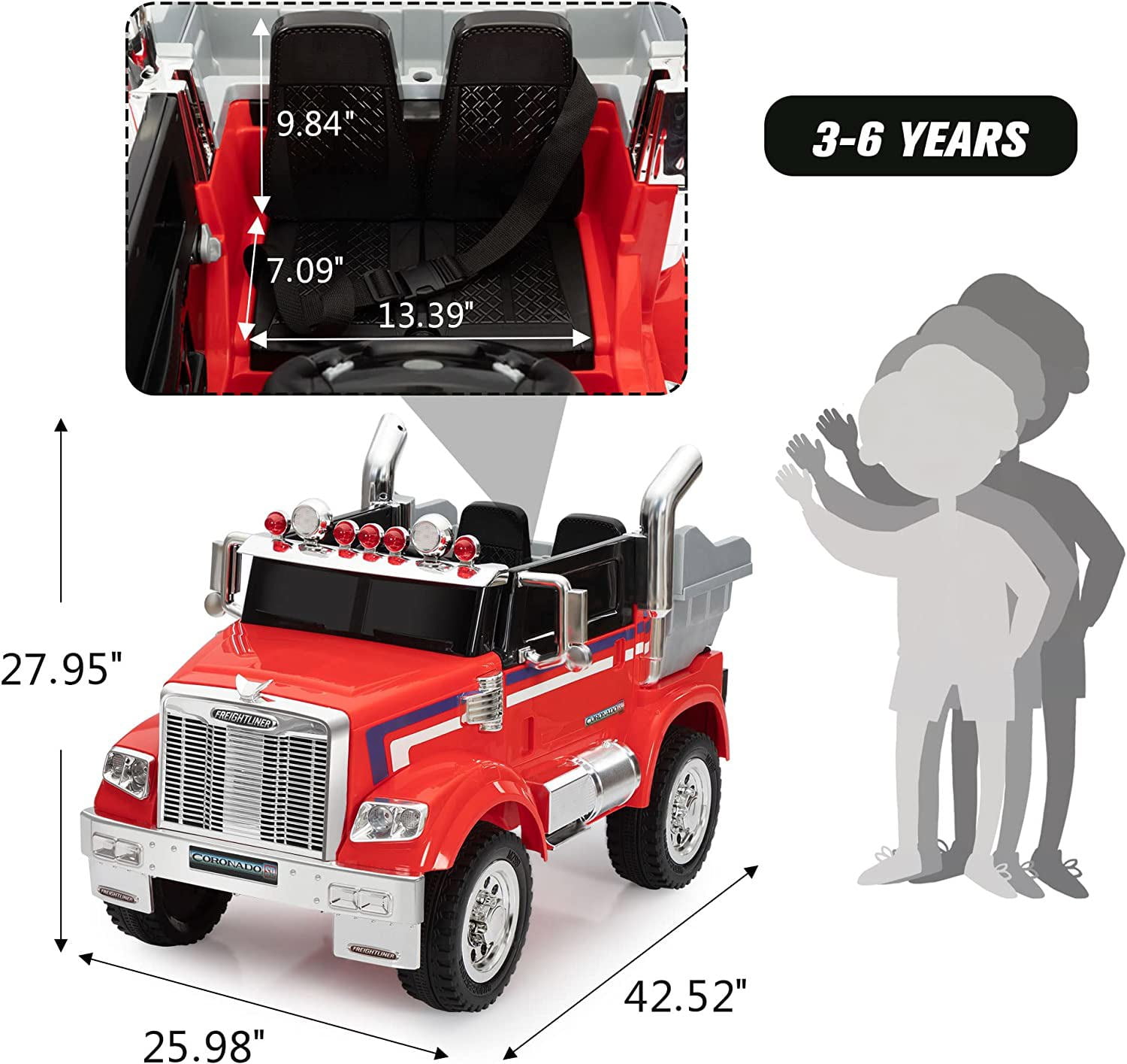 CIPACHO 12V Kids Battery Electric Ride On Car Toy with Remote Control, Transformers Die-Cast Vehicle W/ Music, Rear Loader,Red CIPACHO 12V Kids Battery Electric Ride On Car Toy with Remote Control, Transformers Die-Cast Vehicle W/ Music, Rear Loader,Red