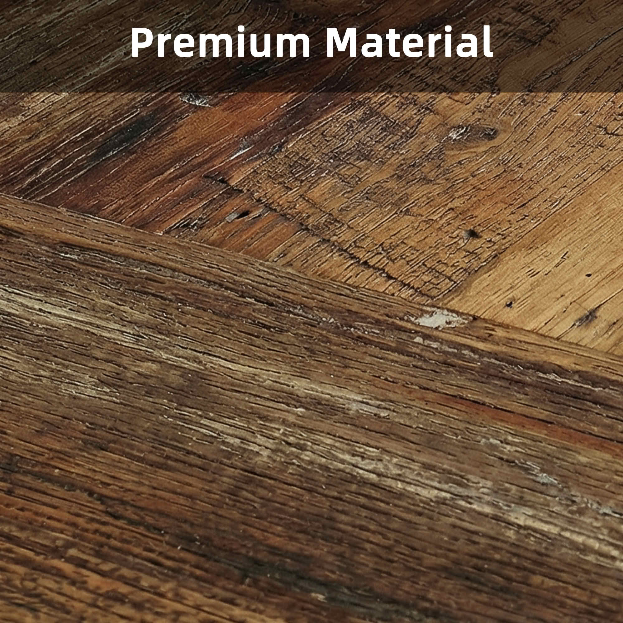 MAYEERTY 63 Inch Rectangular Farmhouse Dining Table, Patchwork Wood Grain Kitchen Dinner Table with Slatted Wide Legs for 6 People
