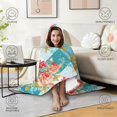 thumbnail image 4 of Wearable Blanket,Pioneer Flower Floral Print Pattern Hooded Wearable Flannel Blanket for Adults & Teens with Buckle,Winter Poncho Shawl Wrap Cape,50"x60", 4 of 5