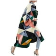 thumbnail image 3 of Winter Coats for Women Zpanxa Women Plus Size Long Open Front Cardigans, Retro Printed Long Trench Coat, Colorful Jacket Outerwear Winter Coats with Pockets Pink 3XL, 3 of 3