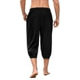 thumbnail image 4 of asjyhkr Mens Capri Joggers Cotton Linen Drawstring Elastic Sweatpants Wiht Pockets Athletic Running Gym Trousers, 4 of 5