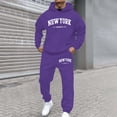 thumbnail image 2 of ibiyuan Men Leisure 2 Piece Outfits Long Sleeve Causal Autumn Winter Hoodie Tracksuit Sweatsuit Set Hooded Athletic Tracksuit Regular Fit Jacquard Jogging Suit Set Tracksuits Sportwear Set,Purple, 2 of 4