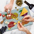 thumbnail image 4 of Fruit Cutting Board, Watercolor Grunge Background with Paint Splashes Peach Raspberry Plum and Orange, Decorative Tempered Glass Cutting and Serving Board, Large Size, Multicolor, by Ambesonne, 4 of 5
