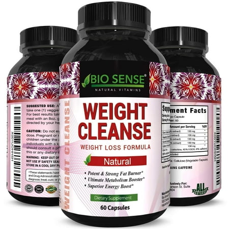 Bio Sense Weight Cleanse Supplement for Men and Women Natural Weight Loss Complex Diet Pills with Garcinia Cambogia, Green Coffee Bean, Raspberry Ketones, Green Tea Extract for Fat Burn 60