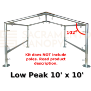 Low Peak Canopy Fittings Kits (10' Wide) DIY Greenhouse, RV & Boat Carport, Shelter, Shade Structure, Vendor Booth, Tent, Steel Frame EMT Connector Parts, 1"
