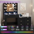 thumbnail image 5 of FANRAL 57" Fluted Vanity Dresser Combo with Lighted Mirror,RGB Adjustable Lighting & 8 Drawers,Mid-Century Modern Dressing Table with Built-in Charging Station for Bedroom,Black Vanity, 5 of 8