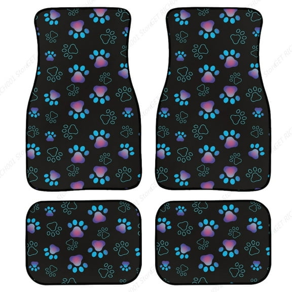 Dog Paw Print Floor Mat Non Slip Car Front Back Floor Carpet Anti Dirty Foot Pad Rug Automotive Accessories Universal