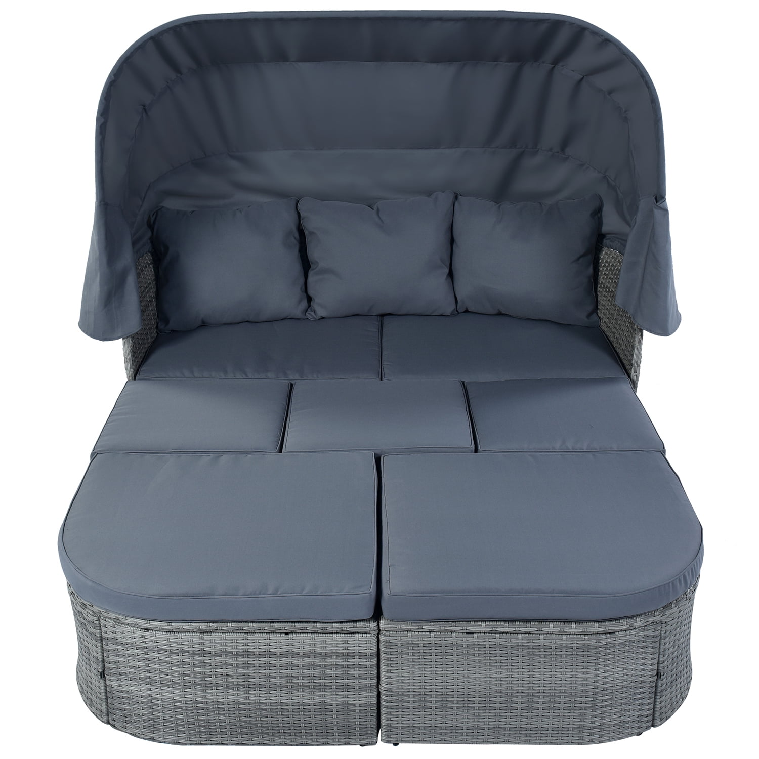 Kadyn Outdoor Patio Furniture Set, Rattan Patio Conversation Set with Retractable Canopy, Outdoor Patio Furniture Sofa Set for Home, Gray Kadyn Outdoor Patio Furniture Set, Rattan Patio Conversation Set with Retractable Canopy, Outdoor Patio Furniture Sofa Set for Home, Gray