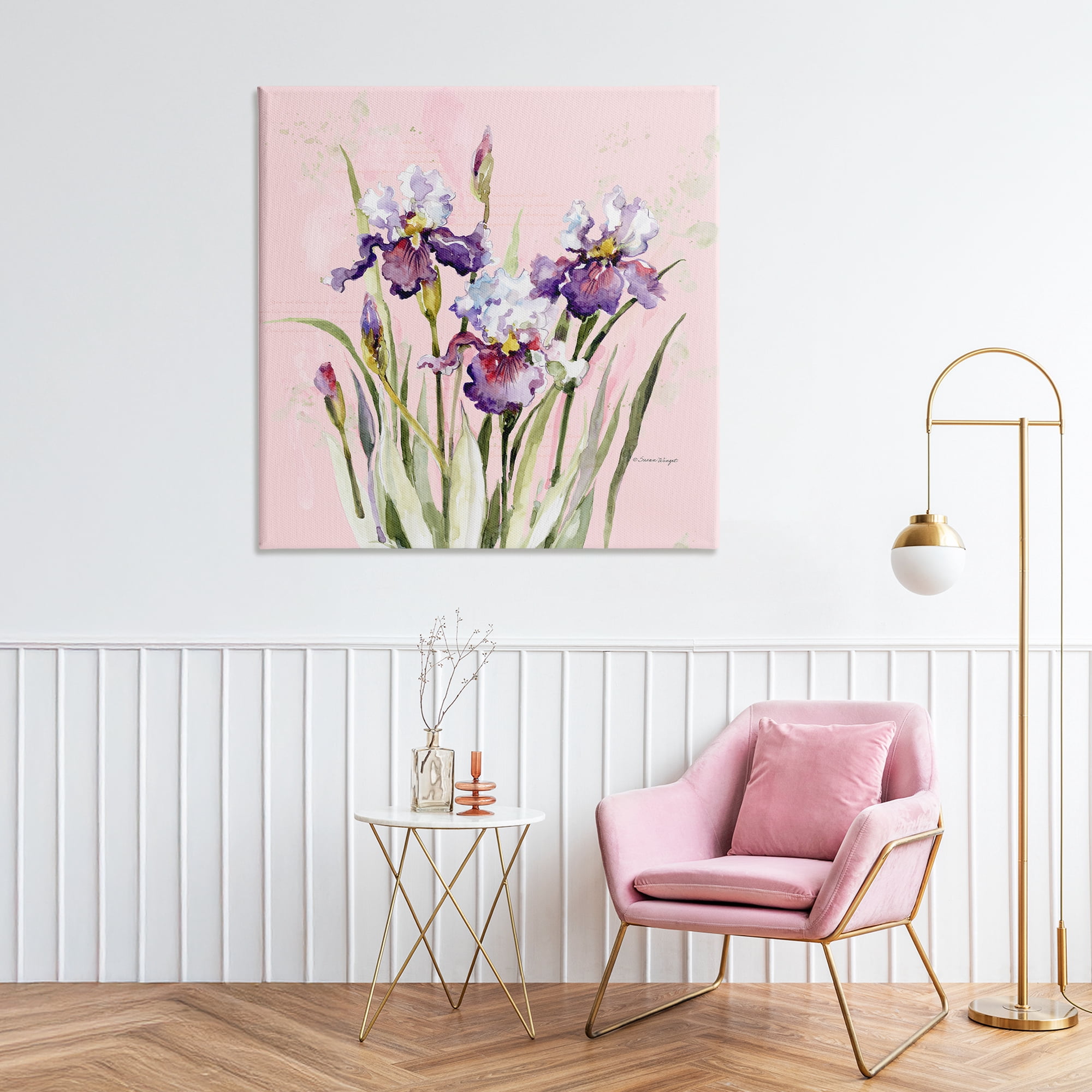 Stupell Industries Purple Irises on Pink Canvas Wall Art, design by Susan Winget