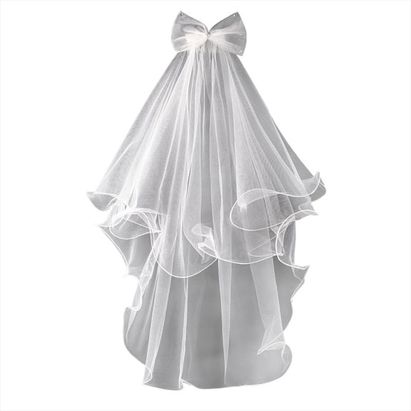2 Tiers Curly Edge Girls Communion Veil with Comb Wedding Veil for Flower Girl
