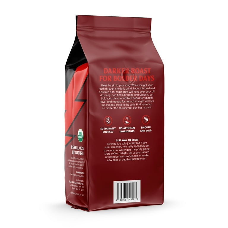 Death Wish Coffee, Organic and Fair Trade, Dark Roast, Ground 