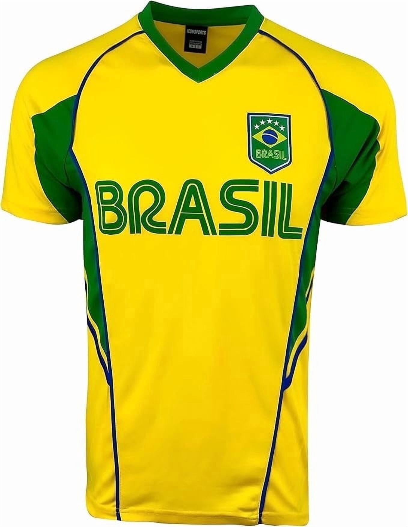 Icon Sports Brazil Soccer Jersey, Yellow/Green, 100% Poly, YXS-XXL