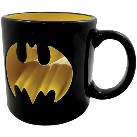 16 Ounce Ceramic Pilsner - DC Comics - Batman Logo Punch Through 16 Ounce Black & Yellow Ceramic Mug