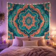 thumbnail image 2 of Teal Floral Mandala Tapestry Wall Hanging, 2 of 7