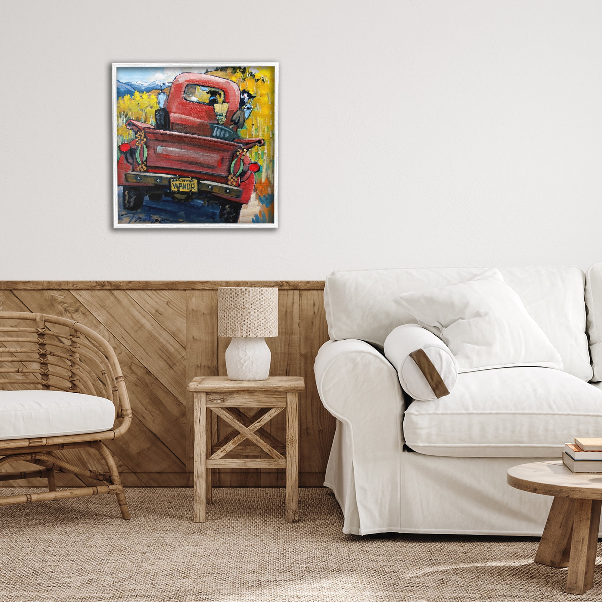Stupell Industries Wander Truck Through Wheat Grass White Framed Giclee Art, design by CR Townsend