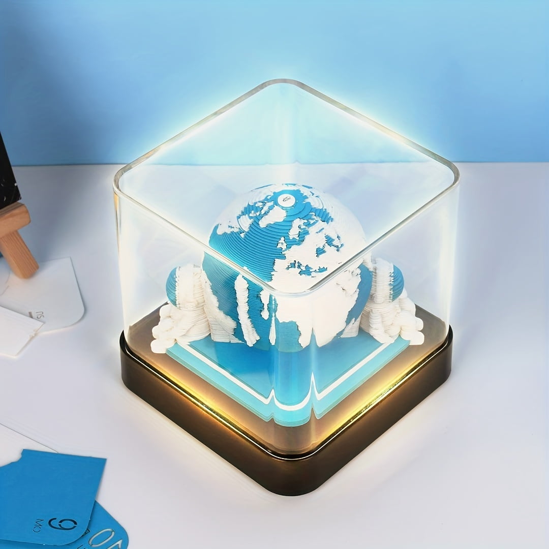 Aramox 3D Art Calendar 2026, Tear Off and Witness Daily Happiness LED Light Timepiece Desktop Decoration for Home and Office