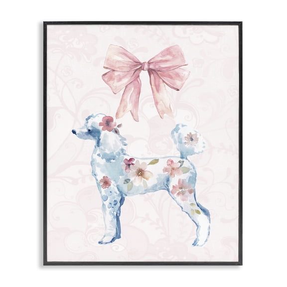 Stupell Industries Pastel Floral Dog Animals Painting Black Framed Art Print Wall Art, 11 x 14