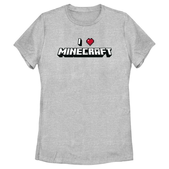 Women's Minecraft I Heart Minecraft Graphic Tee Athletic Heather X Large