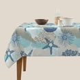 thumbnail image 4 of Nautical Coastal Tablecloth Square 54 Inch Summer Beach Starfish Coral Seashell Table Cloths Table Cover Waterproof and Wipeable Polyester Tabletop for Dining Kitchen Picnic Party Decor, 4 of 6