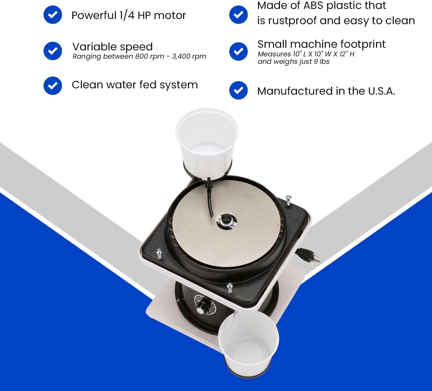 Hi-Tech Diamond 8" All-U-Need | Glass Crystal Grinding Polishing Lap Machine | Includes Accessory Kit