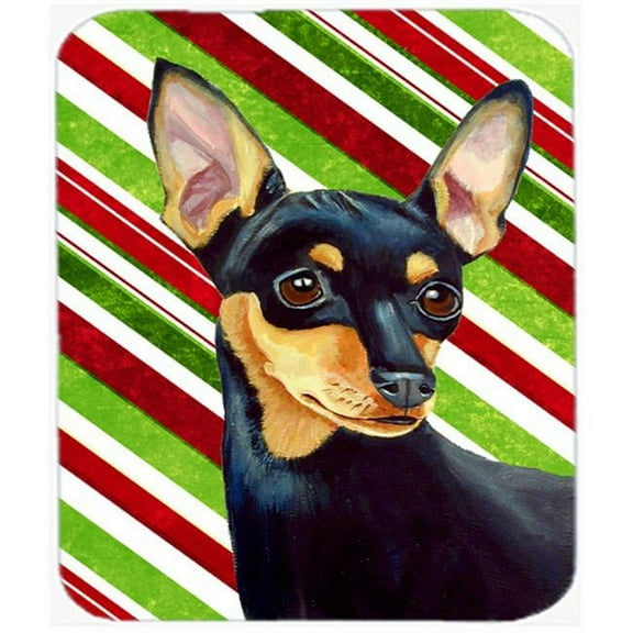 Min Pin Candy Cane Holiday Christmas Mouse Pad, Hot Pad Or Trivet