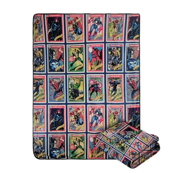 Marvel Legends Superhero Characters Comic Cards Fleece Softest Comfy Throw Blanket for Adults & Kids | Measures 60 x 50 Inches