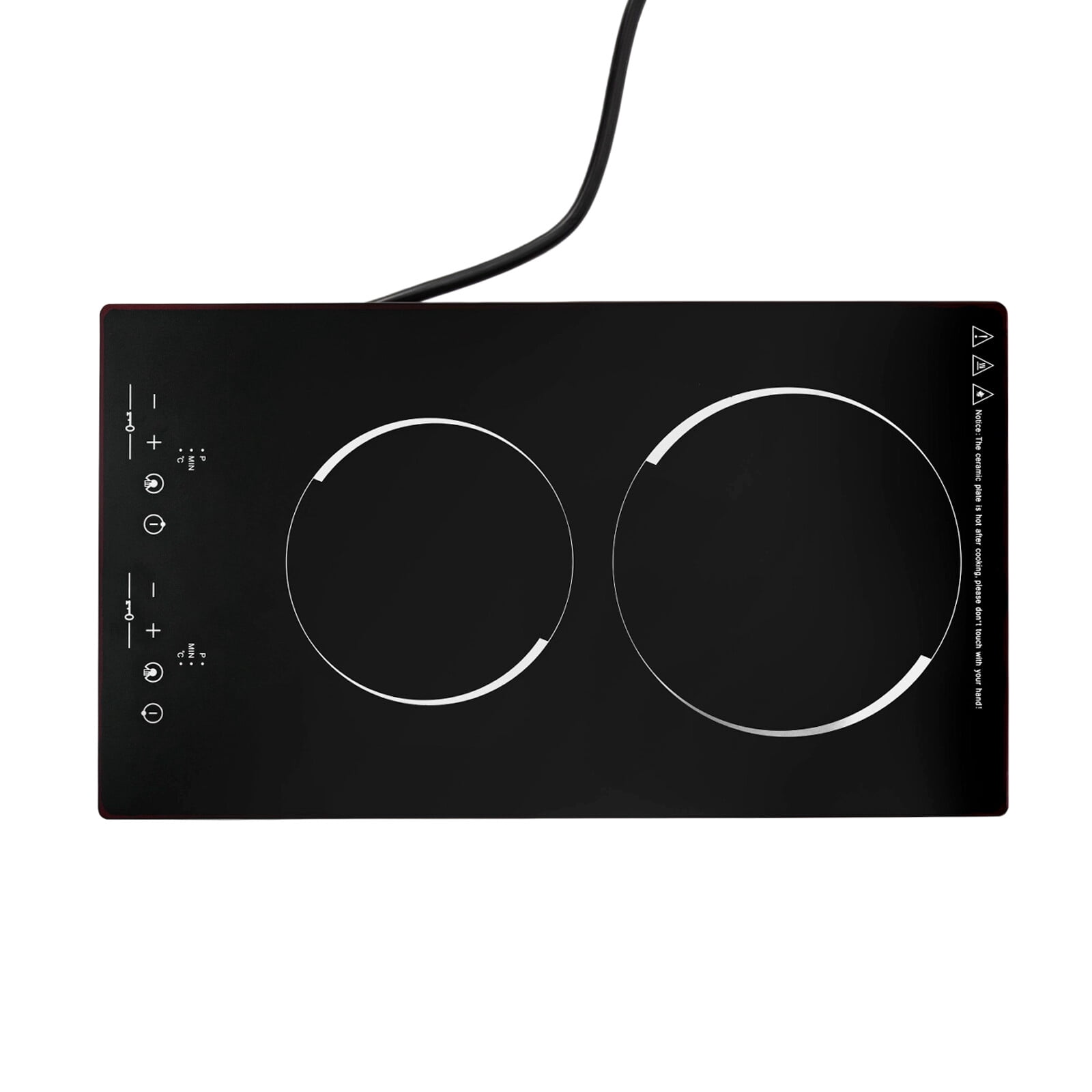 1500W 110V 2 Burners Cooktop Portable Electric Built-in Cooktop Sensor Touch Control Countertop Electric Hot Plate with Kid Safety Lock and 2H Timer, 9 Heating Level, no plug
