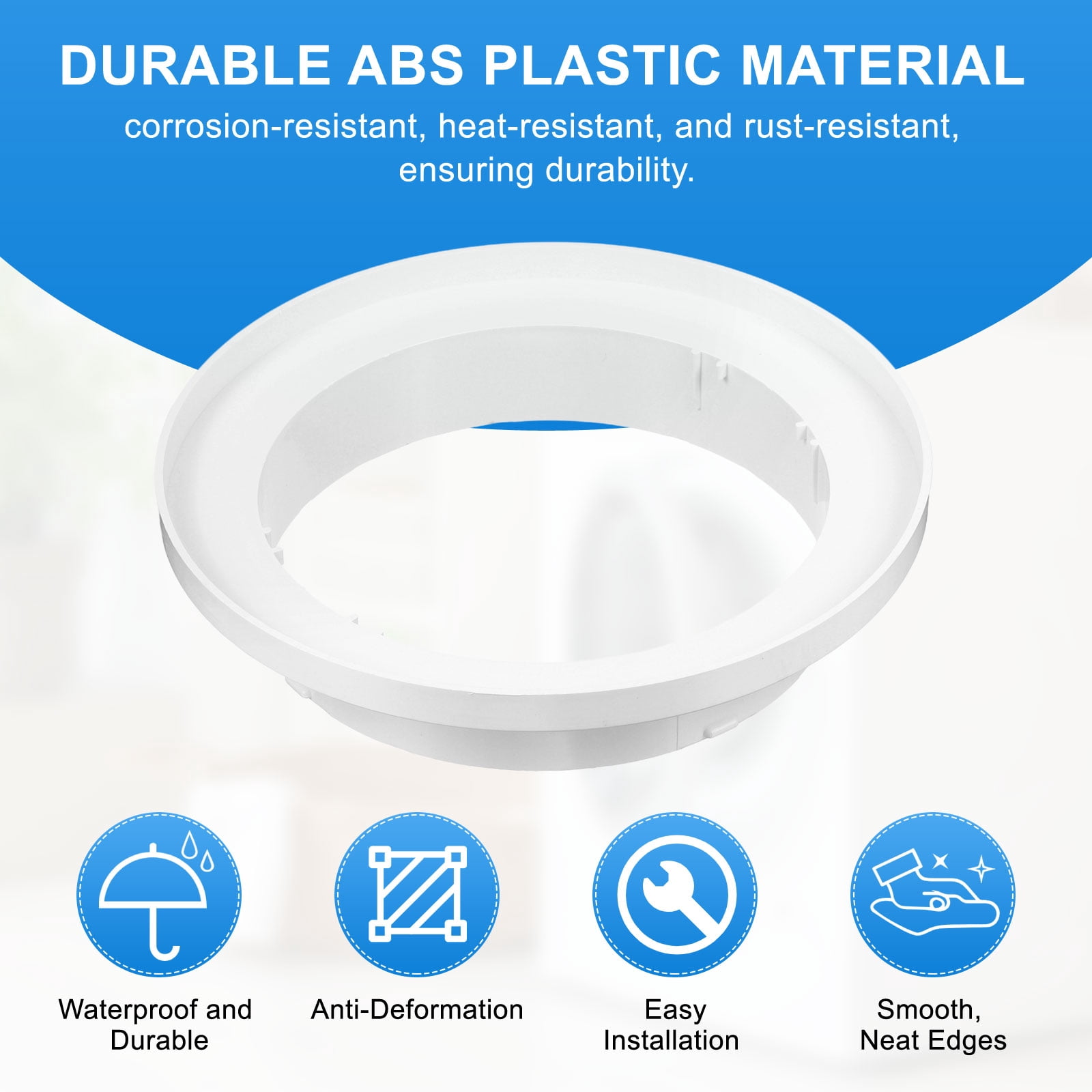 Uxcell 8 to 6 Inch Duct Reducer, 1Pcs ABS Air Duct Adapter HAVC Pipe Connector Dryer Vent Adapter Increaser Reducer for Inline Ventilation System, White (150mm to 100mm)