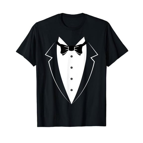 Black and White Tuxedo Bow Tie Funny Costume Novelty T Shirt
