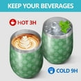 thumbnail image 4 of 12oz Stemless Wine Tumblers Green Christmas Snowflake Pattern Vacuum Insulated Stainless Steel Travel Tumbler Cups Mug with Lid and Straw for Champaign,Cocktail,Beer with Cleaning Brush, 4 of 5