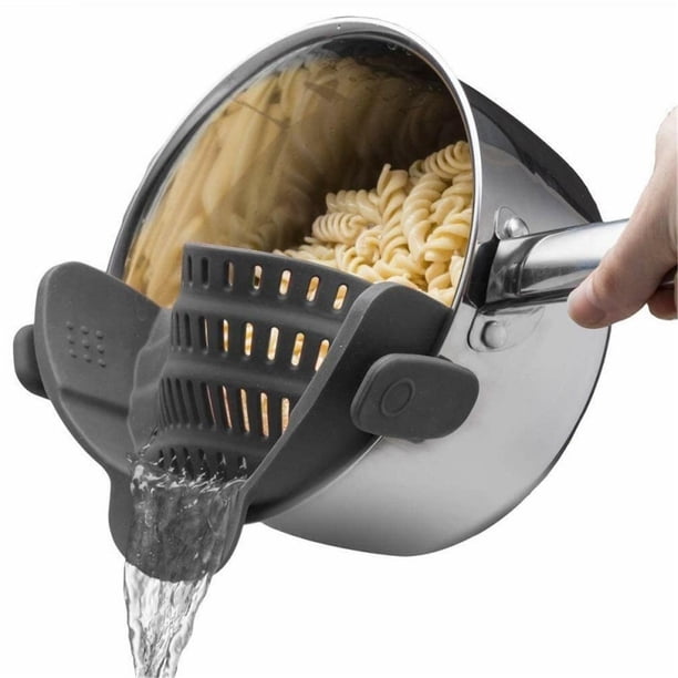 Colador de silicona con clip for ollas, sartenes y tazones: utensilios de cocina resistentes al calor, escurridor de colador esencial for verduras y pasta