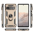 thumbnail image 3 of Compatible with Google Pixel 6A Case Built-in 360 Ring Holder Kickstand, Extreme Protection Military Armor Magnetic Car Dual Layer Protective Heavy Duty Phone Cover For Google Pixel 6A,Gold, 3 of 8