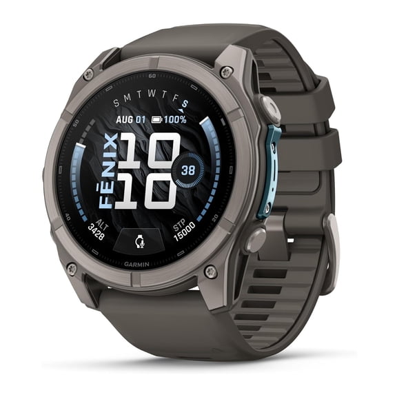 Garmin fenix 9 – 51 mm Titanium with Pebble Gray Silicone Band