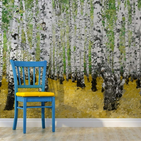 Tiptophomedecor Landscape Wallpaper Wall Mural - In Birch Grove...