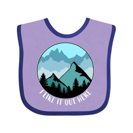 

Inktastic I Like It Out Here Mountains in Blue Gift Baby Boy or Baby Girl Bib