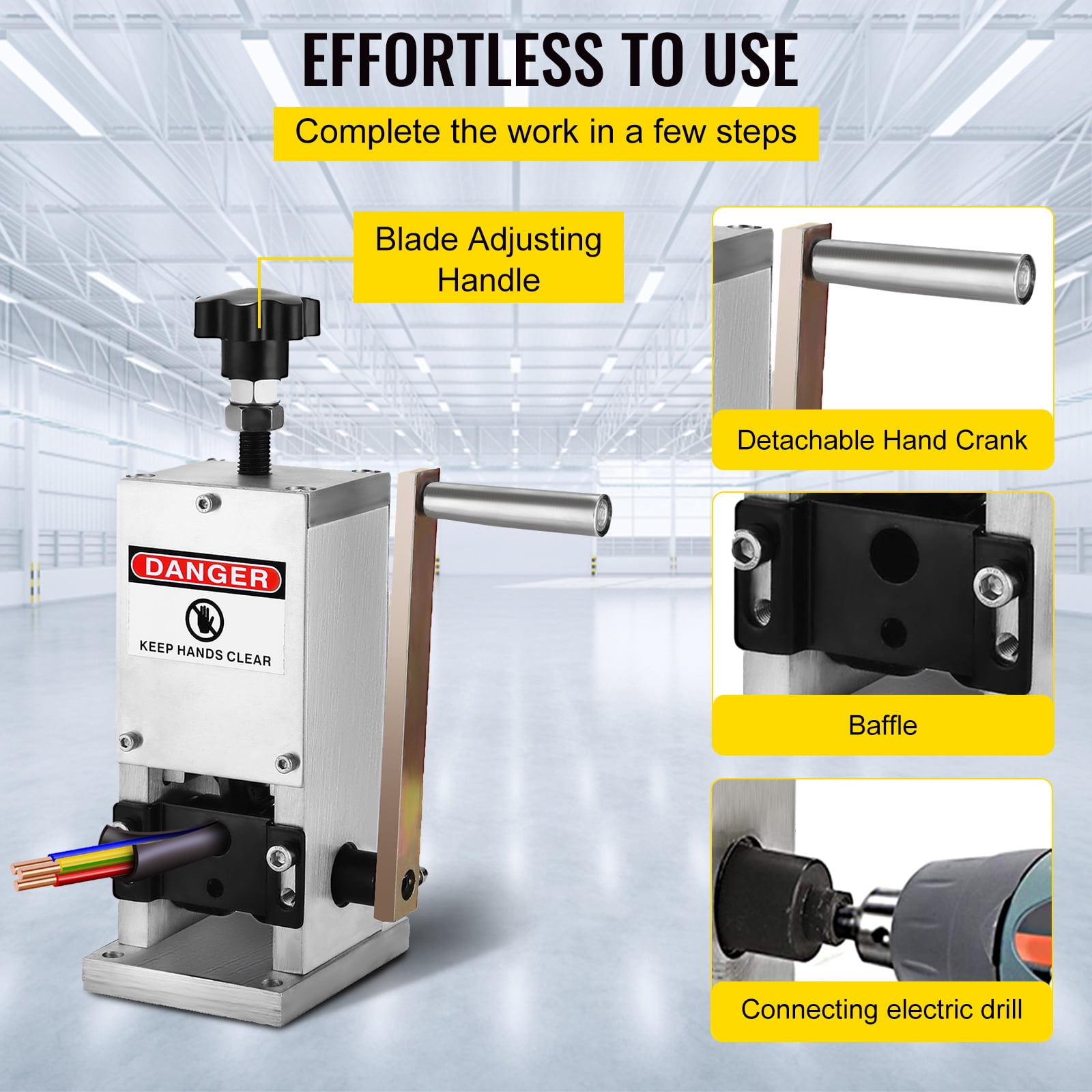 KFFKFF 0.06-0.98 inches Manual Wire Stripping Machine with Hand Crank Portable Wire Stripping Tool
