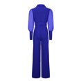 thumbnail image 5 of ABATAB Jumpsuits for Women Lapel V-Neck Long Belt Romper Long Sleeve Wide Leg Baggy Party Clubwear Trendy Jumpsuit, 5 of 6