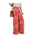 thumbnail image 2 of Pantalones De Cintura Alta Mujer Pantalones Casuales Pierna Recta Ancha Pantalones De Cintura Elástica Estilo Suelto Flores Rojas S, 2 of 6