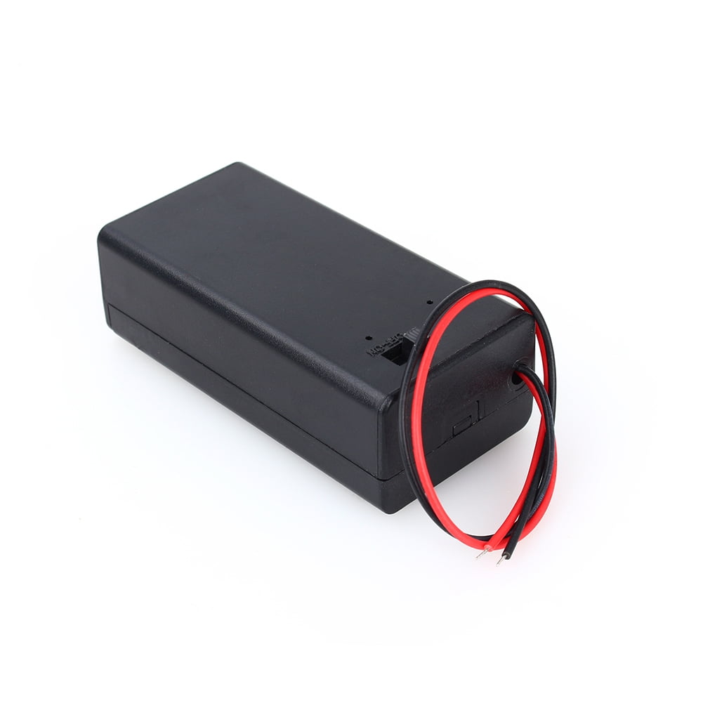 9V Volt PP3 battery holder box dc case w/ wire lead on/off switch cover gE 
