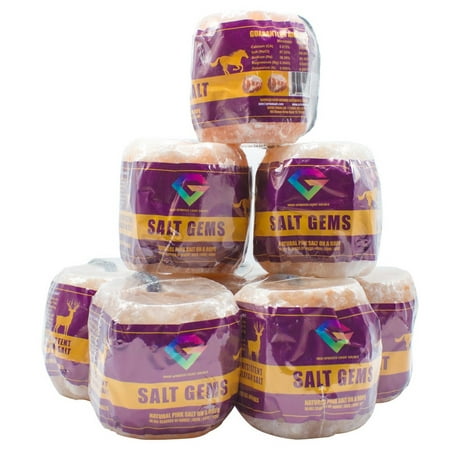 SALT GEMS 8 Pack - 7.5 lbs, Himalayan Animal Salt Lick Pure Natural Pink Salt Block on a Rope for Horses, Deer, Goats, Cattle,Rabbits,